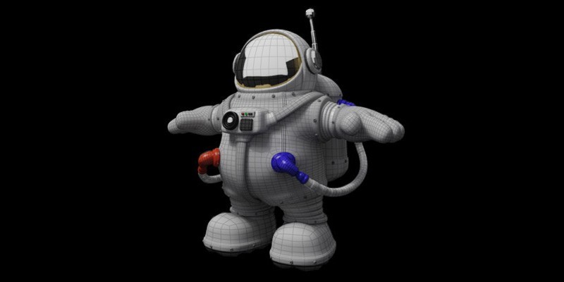 Cosmonaut Character High Poly Model Texture Wire, 2011