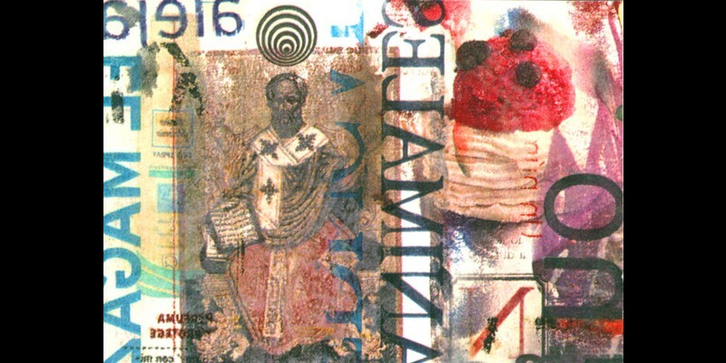Popcard, mixt on paper, 14.5 x 10.5 cm., 2003