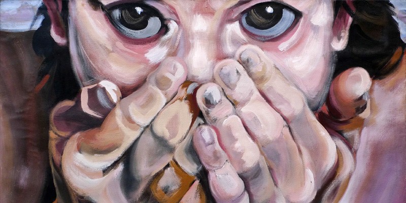 Noia rentant-se la cara, oil on canvas, 115 x 81 cm. (fragment), 1999