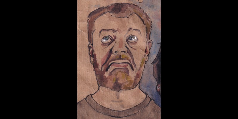 LockDown Portait, pencil, watercolour and pen on paper, 29,7 x 21 cm. (fragment), 2020