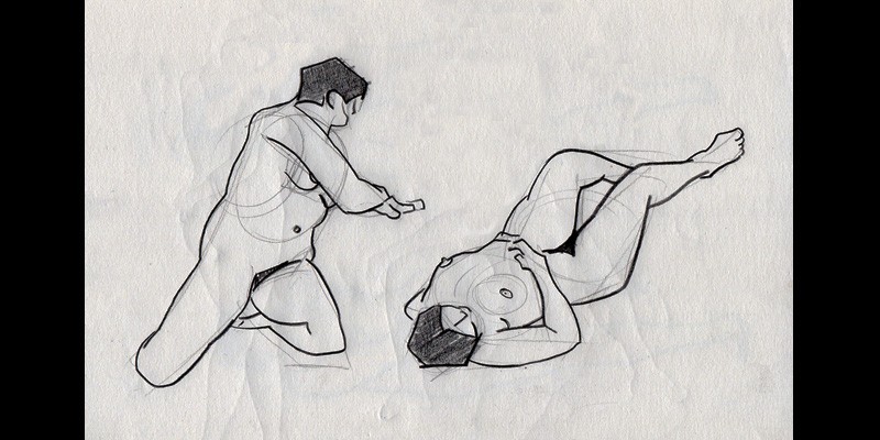 Life Drawing Model Sketches, 5 minute Poses, graphite on paper, 29,7 x 21 cm. (fragment), 2006