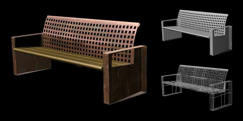 Benito Urban Furniture High Poly Model Textured Wire, 2009