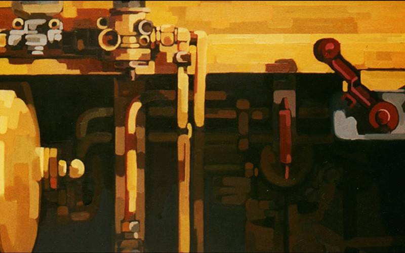 Mecanisme de Tren, oil on wood, 159 x 57 cm. (fragment), 1999