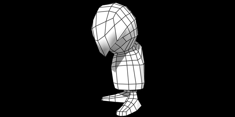 Amanito Character Low Poly Model Wire, 2009